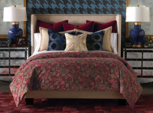 Midnight Blue and Maroon themed bedroom