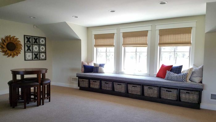 long Bench and pillows in a large space