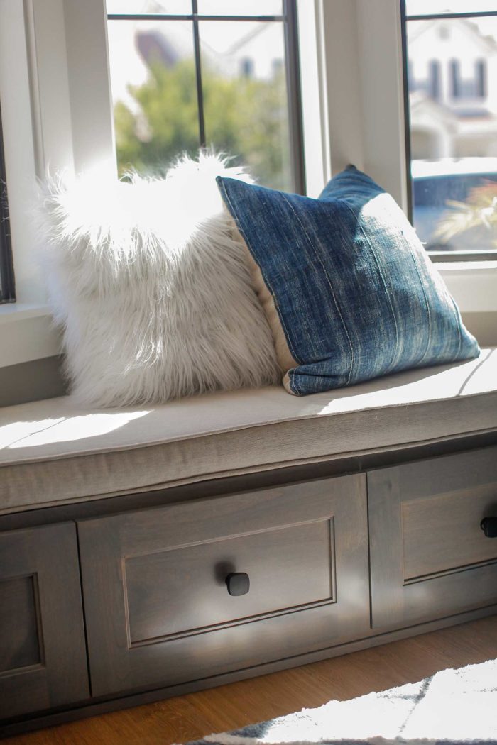 Bench cushion with pillows