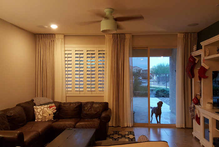 Living space with leather couch