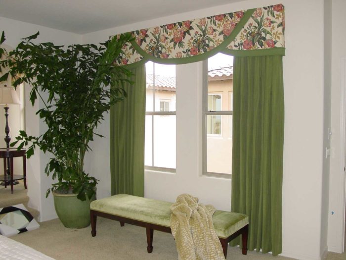 living room space with large curtains