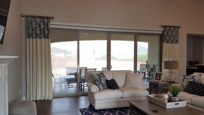 Side Panels over large french windows in the living room