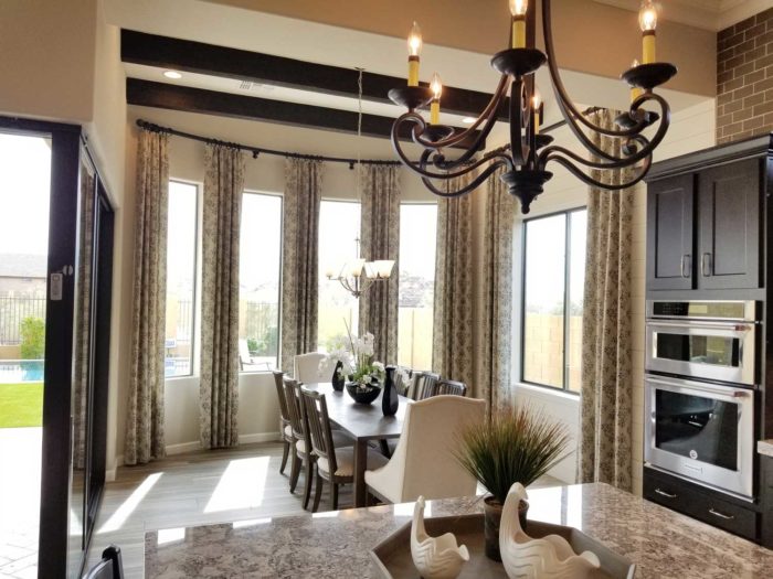 curved windows around a dining space