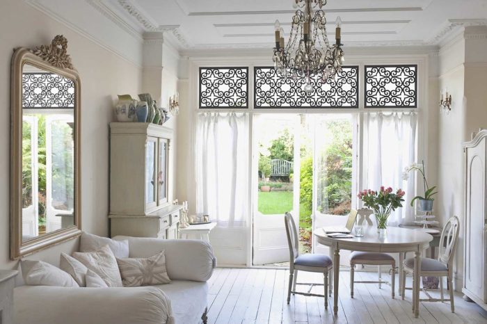 tableaux on large windows in a dining space