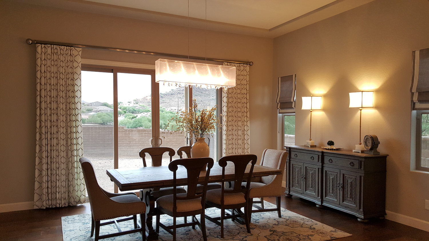 Dining Room with Roman Shades