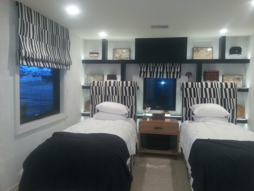Flat Roman Shades in Twin Bedroom