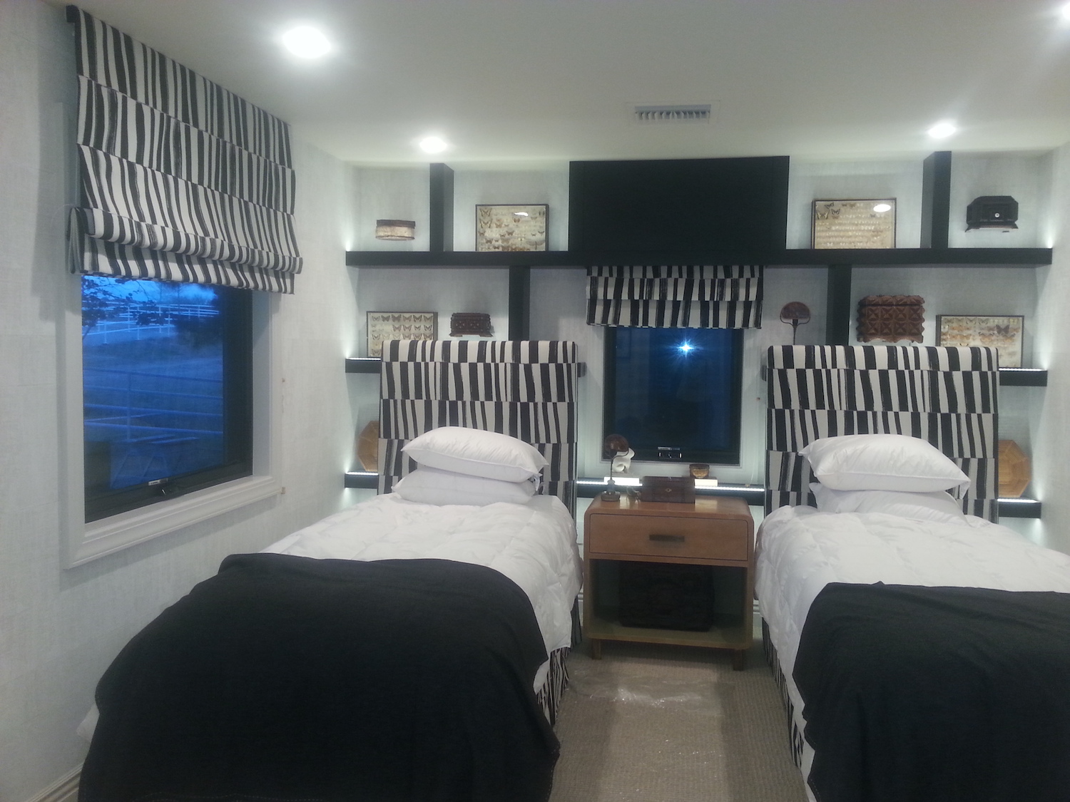Flat Roman Shades in Twin Bedroom