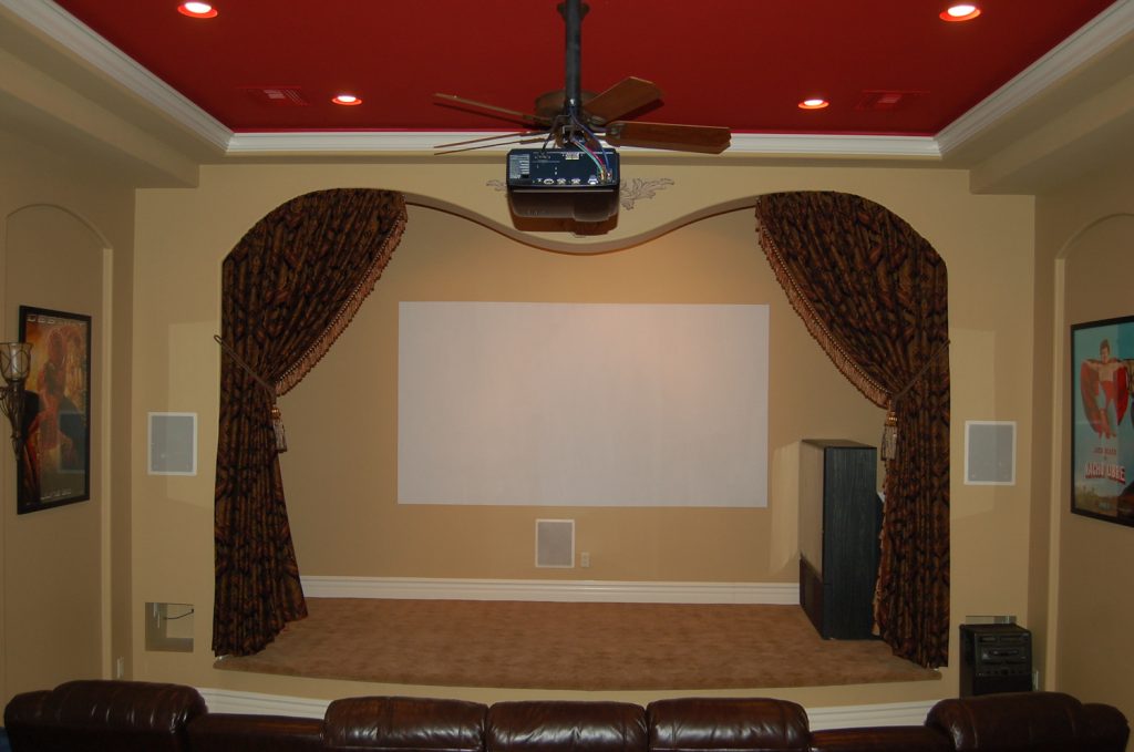 Home Theater With Closed Drapes