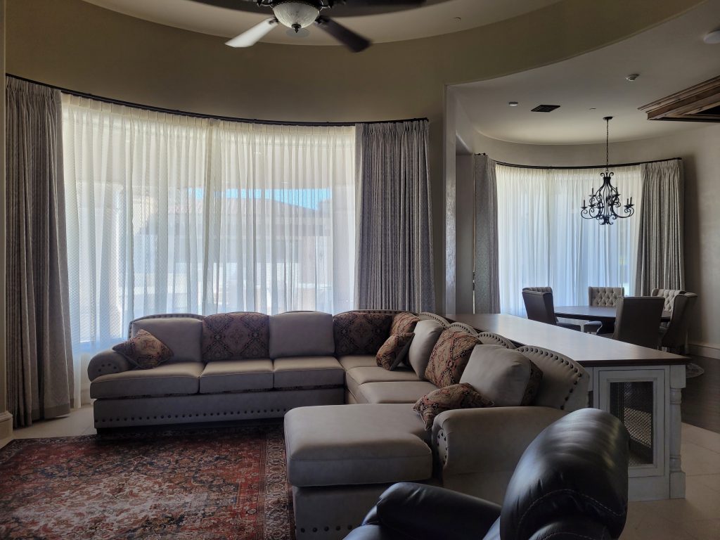 Bowed Windows with Curved rods - Drapery and Sheers