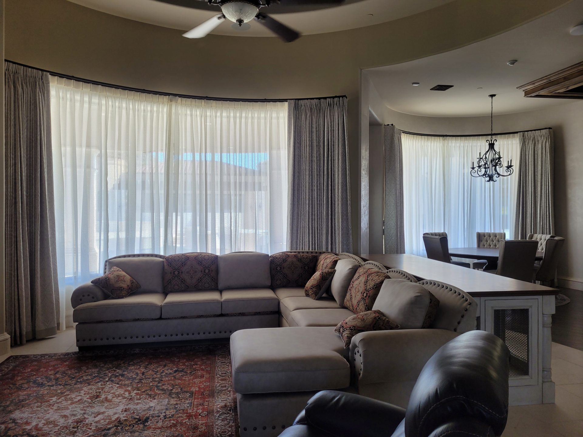 Bowed Windows with Curved rods - Drapery and Sheers