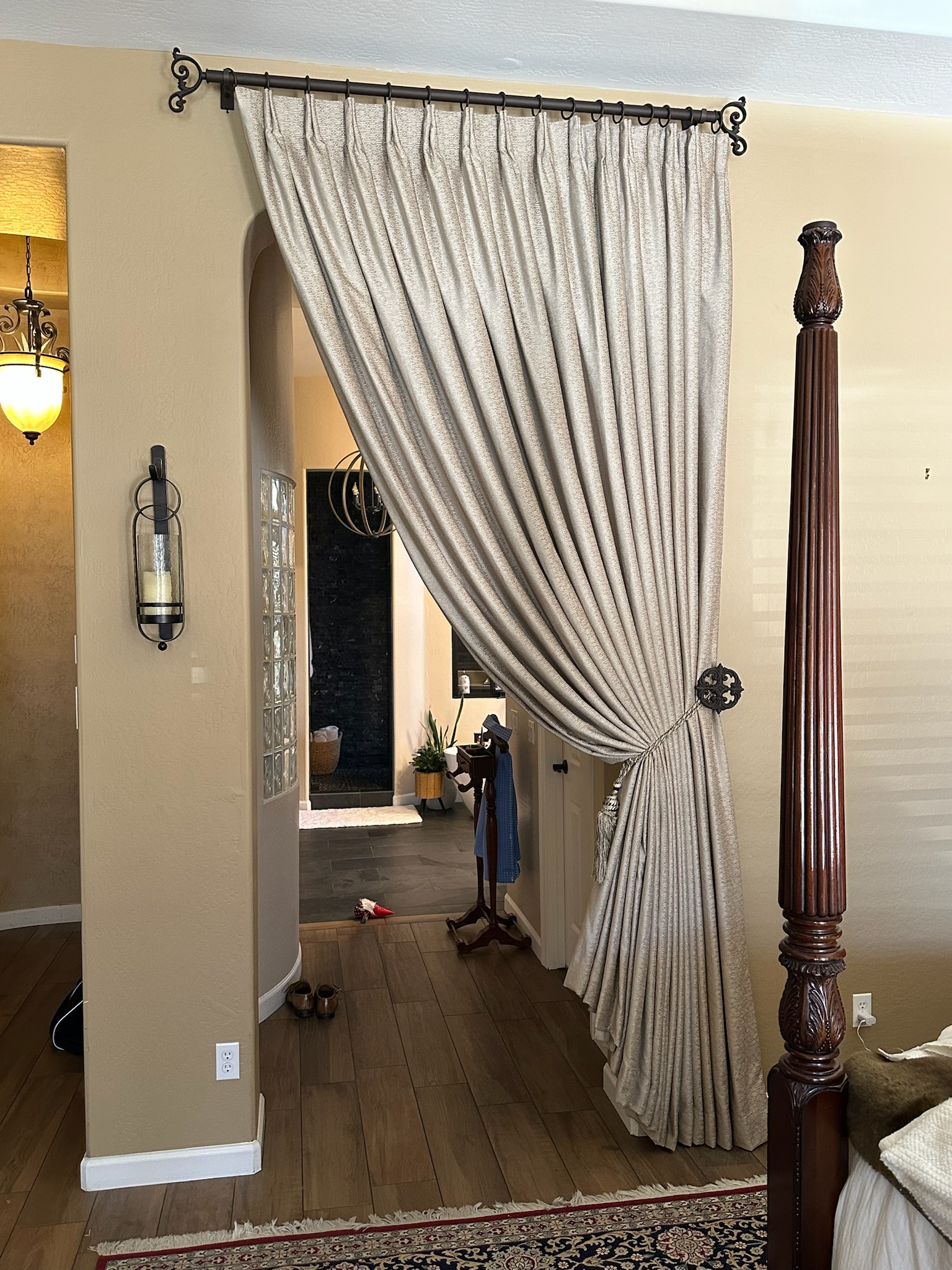 Doorway Curtain tied back