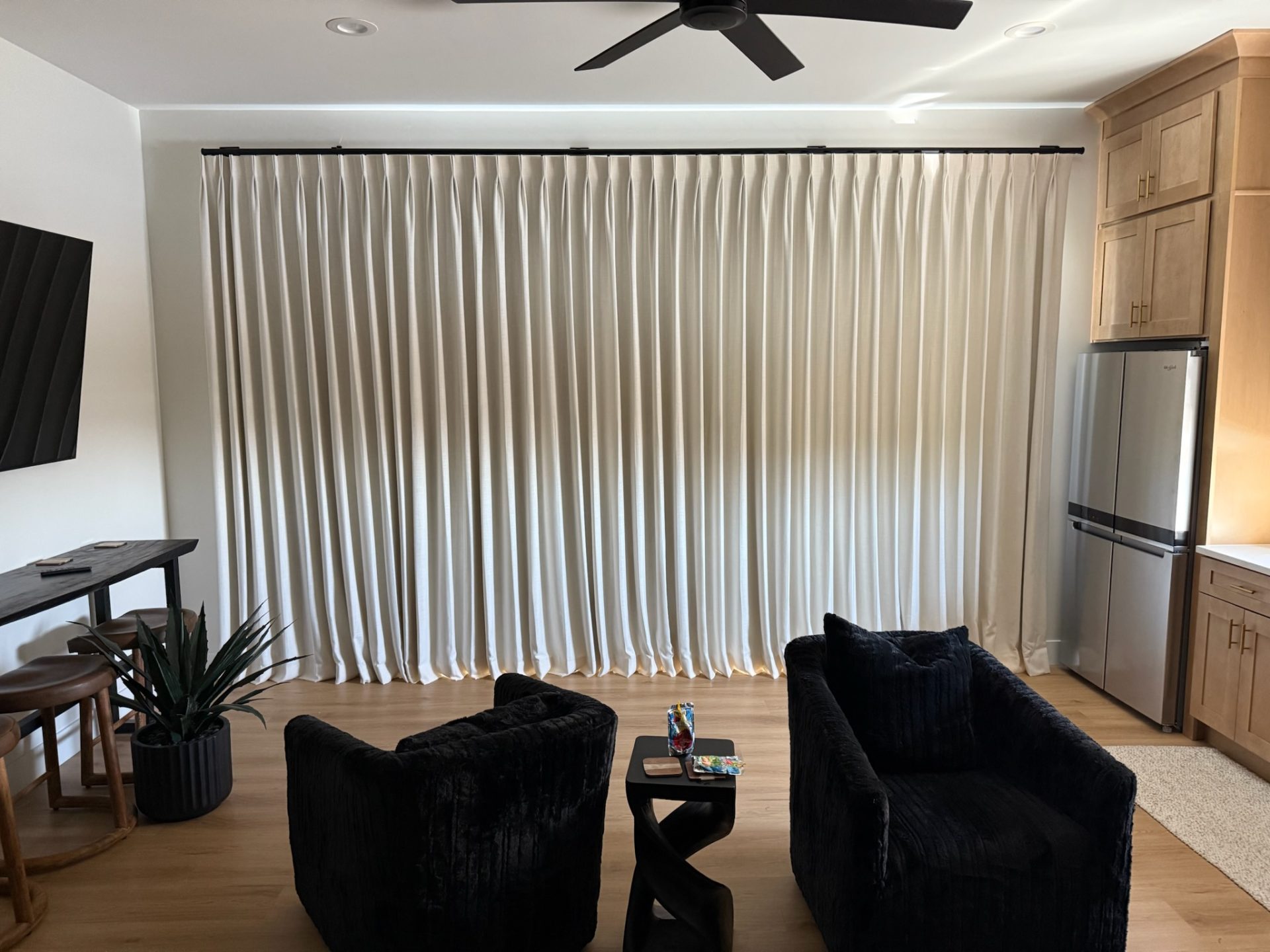 Pleated Drapery over Sliding Glass Door - Slight Break on Floor