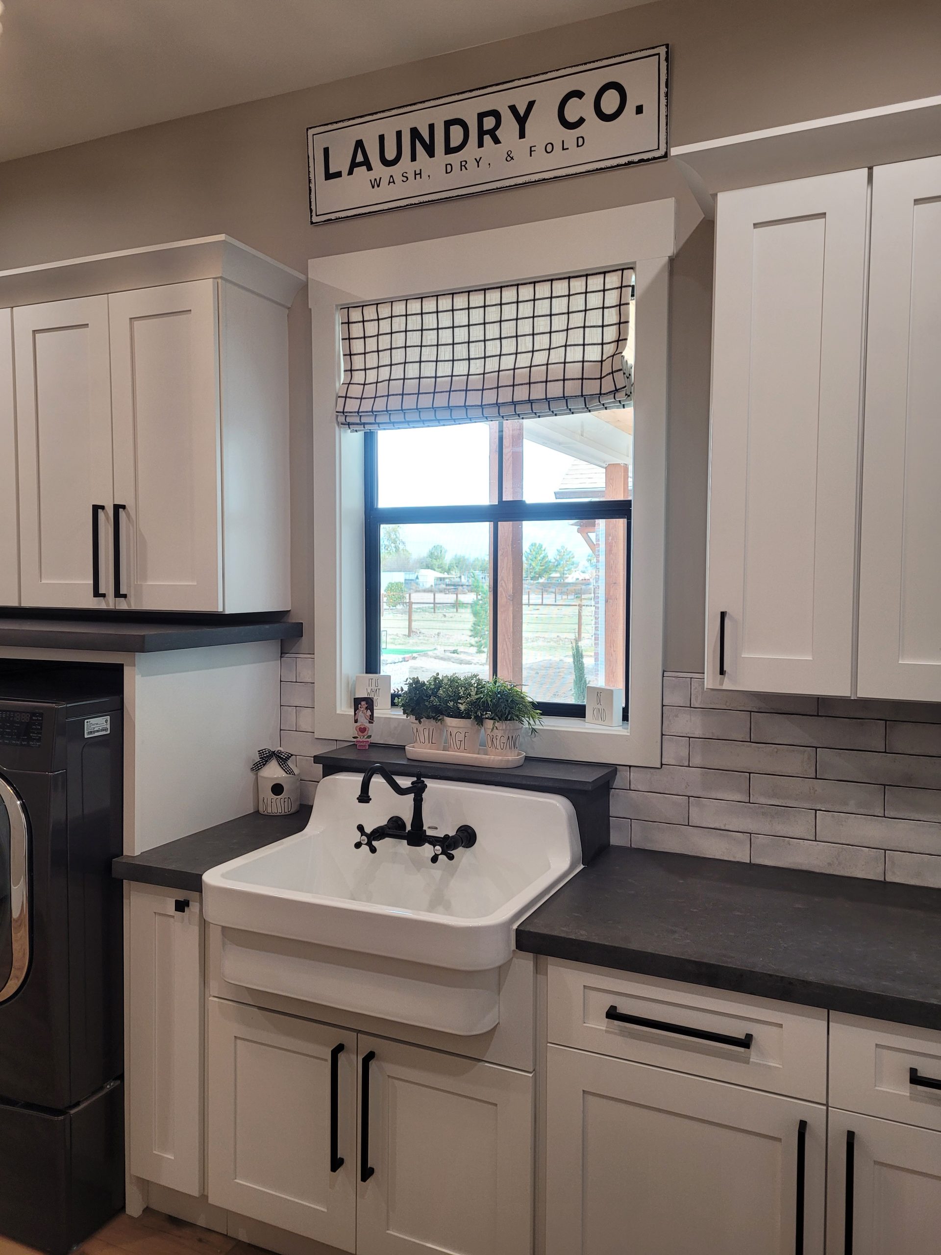 Roman Shade in Laundry Room
