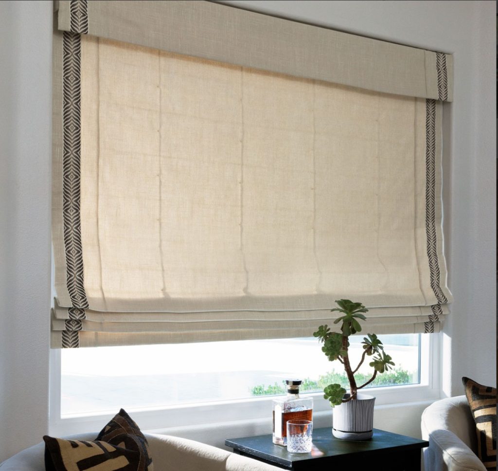 Roman Shade with Tape Trim Accent